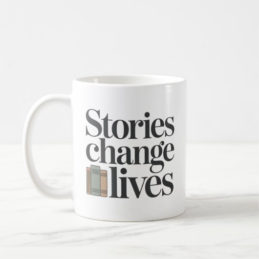物語は人生を変える 本の愛好家の引用 コーヒーマグカップ (左)