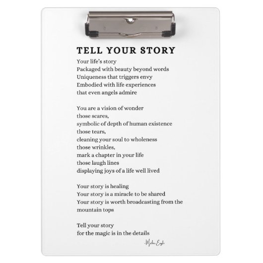 物語を語る勇気の詩のポスターのウォールアート クリップボード (正面)