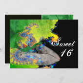 物質の振動，甘い16誕生日パーティー 招待状 (正面/裏面)