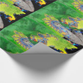 物質の振動，緑の黄色のフラクタルの女性 ラッピングペーパー (角)