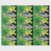 物質の振動，緑の黄色のフラクタルの女性 ラッピングペーパー (フラット)