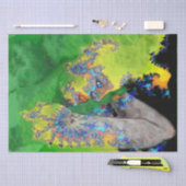 物質の振動，緑の黄色のフラクタルの女性 薄葉紙 (クラフト)