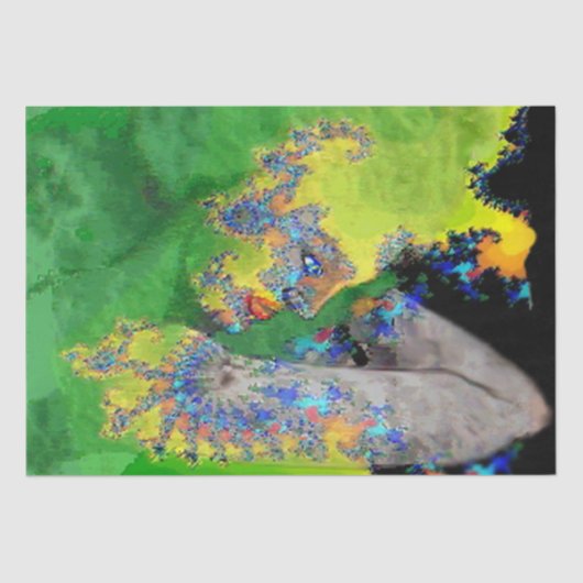 物質の振動，緑の黄色のフラクタルの女性 薄葉紙 (正面)