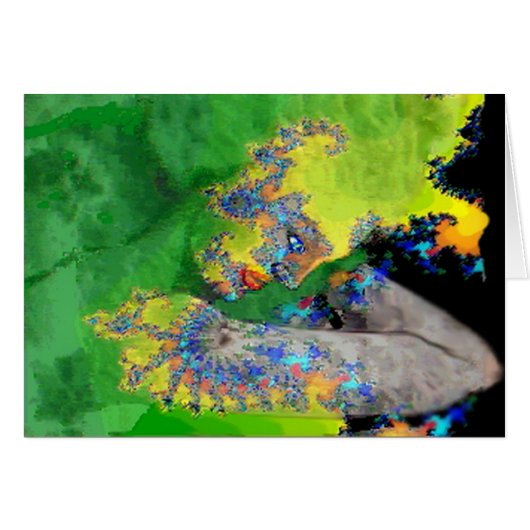 物質の振動，緑色の黄色のフラクタル女性 (正面横)