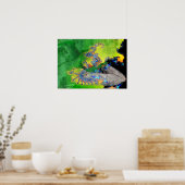 物質の振動,緑色の黄色のフラクタル女性 ポスター (キッチン)