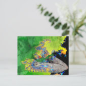 物質の振動，緑色の黄色のフラクタル女性 ポストカード (スタンド正面)