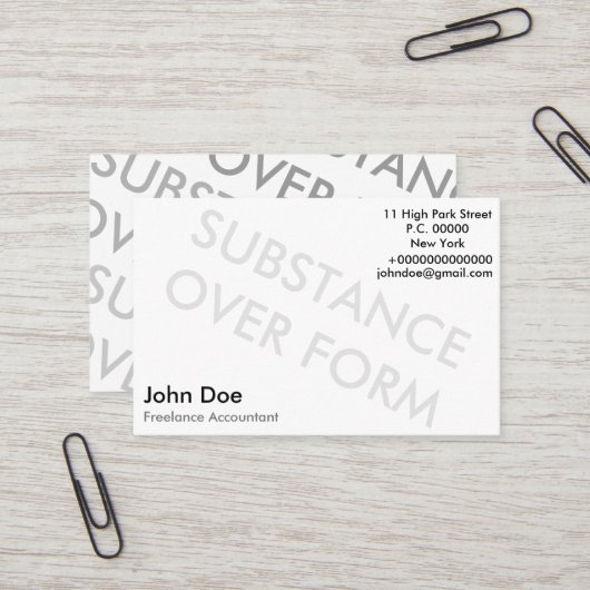 「物質オーバー型枠」 名刺 (正面/裏面インサイチュ)