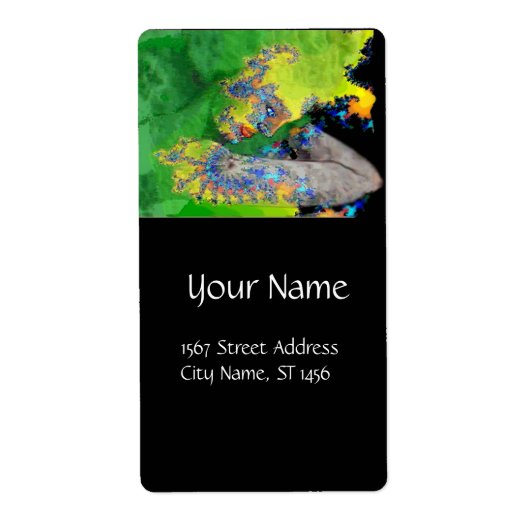 物質グリーンエメラルドイエローブラックの振動 ラベル (正面)