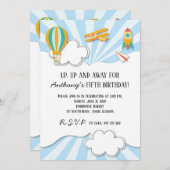 物飛んでいる誕生日招待状 招待状 (正面/裏面)