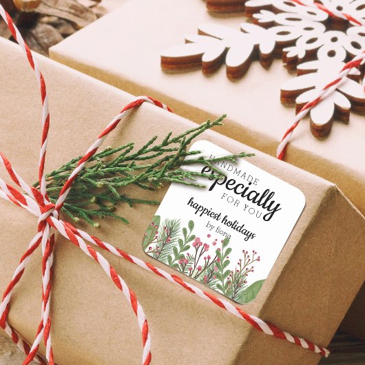 特にあなたのために手作りの休日の緑 スクエアシール