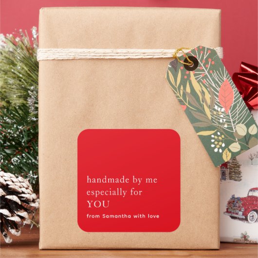 特にあなたのためのミニマリスト手作り赤い白 スクエアシール (クリスマス)