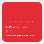 特にあなたのためのミニマリスト手作り赤い白 スクエアシール (正面)