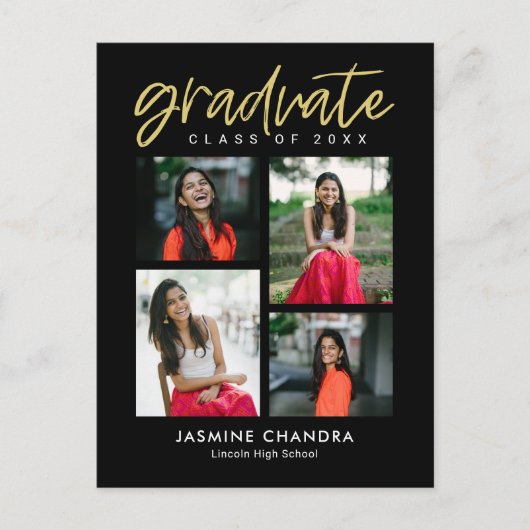 特にカッコいい編集可能なカラー卒業はがき ポストカード (正面)