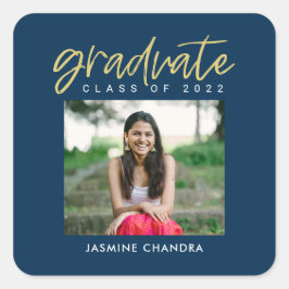 特にクールな編集可能なカラー卒業ステッカー スクエアシール