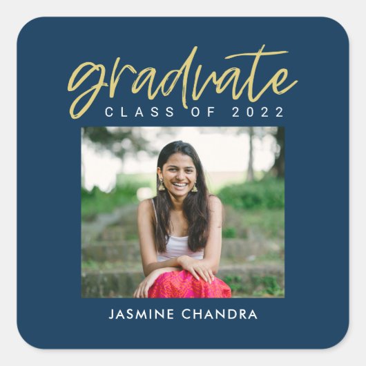特にクールな編集可能なカラー卒業ステッカー スクエアシール (正面)