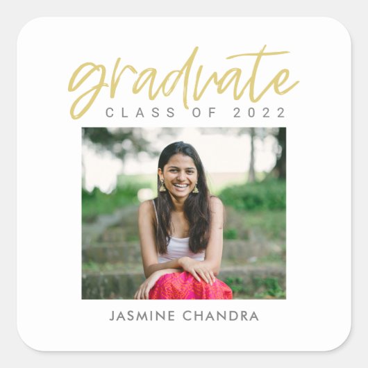 特にクールな編集可能なカラー卒業ステッカー スクエアシール (正面)
