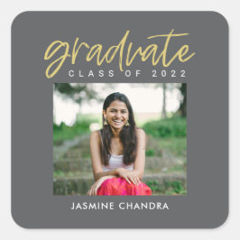 特にクールな編集可能なカラー卒業ステッカー スクエアシール