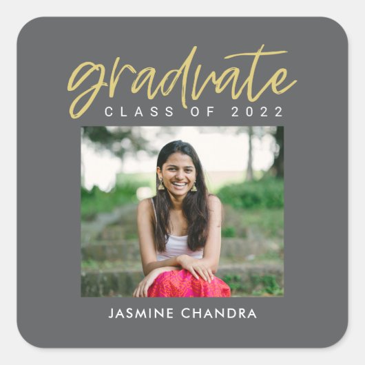 特にクールな編集可能なカラー卒業ステッカー スクエアシール (正面)
