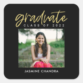 特にクールな編集可能なカラー卒業ステッカー スクエアシール