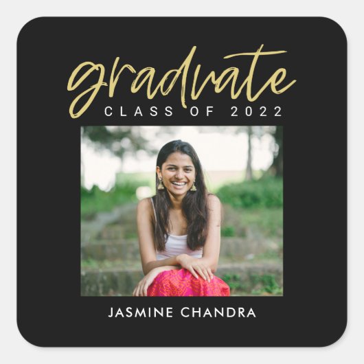 特にクールな編集可能なカラー卒業ステッカー スクエアシール (正面)