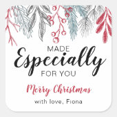 特に台本のために作られたクリスマスグリーン スクエアシール (正面)