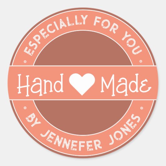 特に愛で手作りの桃ピンク ラウンドシール (正面)