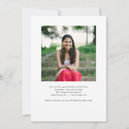 特に素敵な編集可能な色の卒業招待状 招待状 (裏面)