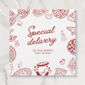 特別おもしろい配送ピザベビーシャワー フェイバータグ (正面)