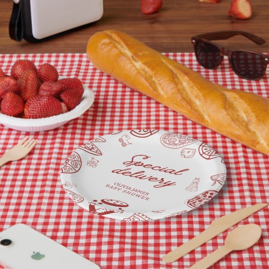 特別おもしろい配送ピザベビーシャワー ペーパープレート (ピクニック)