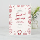 特別おもしろい配送ピザベビーシャワー 招待状 (スタンド正面)