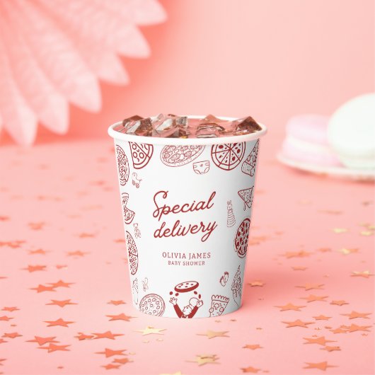 特別おもしろい配送ピザベビーシャワー 紙コップ (インサイチュ)