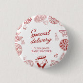 特別おもしろい配送ピザベビーシャワー 缶バッジ (正面)
