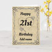 特別かわいらし21歳の誕生日カード カード (黄色い花)