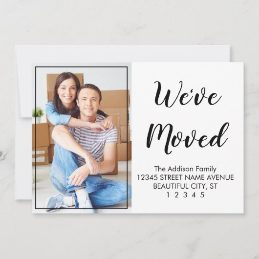 特別かわいモダンい黒い台本写真動き 案内状 (正面)