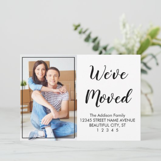 特別かわいモダンい黒い台本写真動き 案内状 (スタンド正面)