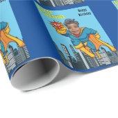 特別すごいキッズスーパーヒーロ素晴らしーブルー ラッピングペーパー (ロールコーナー)