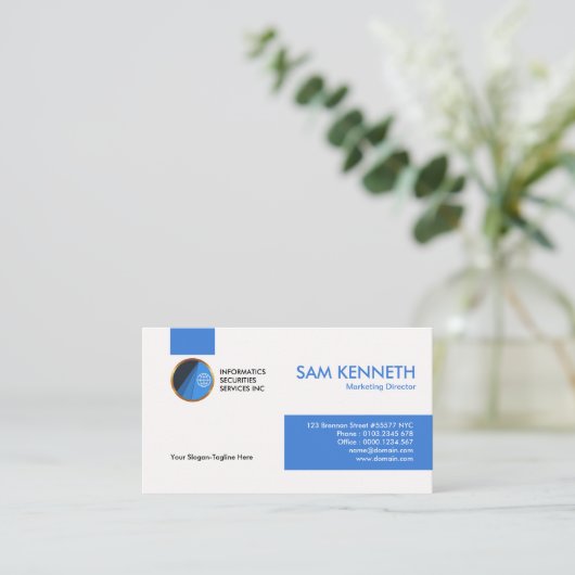 特別でシンプルな青はマーケティング部長を記録します 名刺 (スタンド正面)