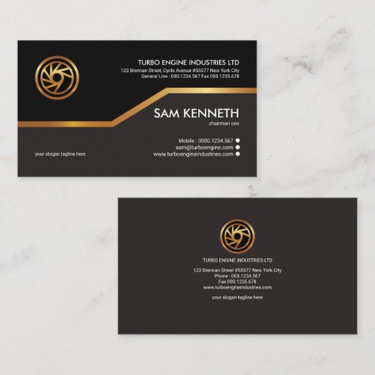 特別で創造的でフェイクな金ゴールドラインエレガントなCEO 名刺 (正面/裏面)