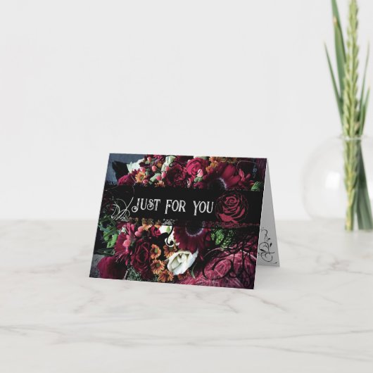 特別なあなたへ　ドラマチックな花を折り込んだホリデーカード シーズンカード (正面)