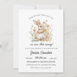 特別なうさぎのワイルドフラワースプリングベイビーシャワー 招待状