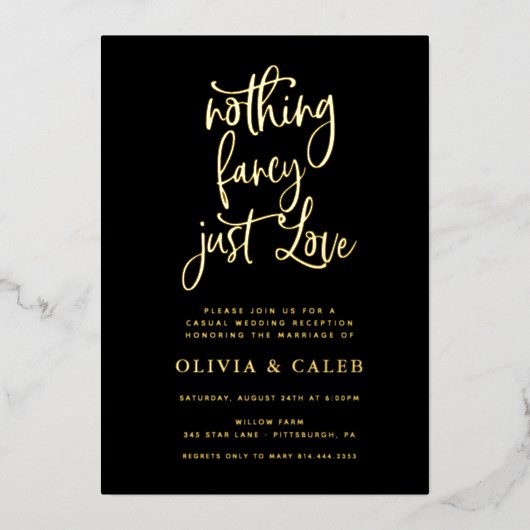 特別なものは何もない、ただ愛を祝う結婚披露宴 箔招待状 (正面)