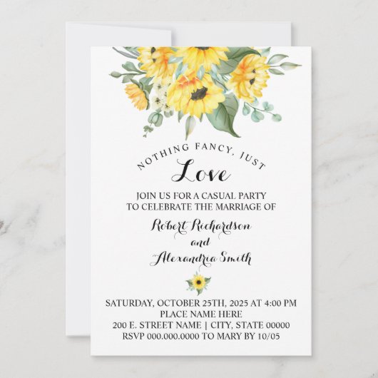 特別なものは何もない、ただ愛を誓う　ひまわりと挙式 招待状 (正面)
