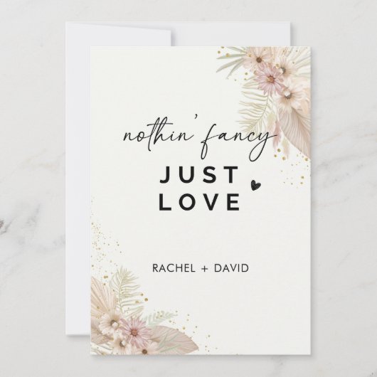 特別なものは何もない、ただ愛を込めて 私たちは秘密結婚をした 結婚のお祝いパーティー 招待状 (正面)