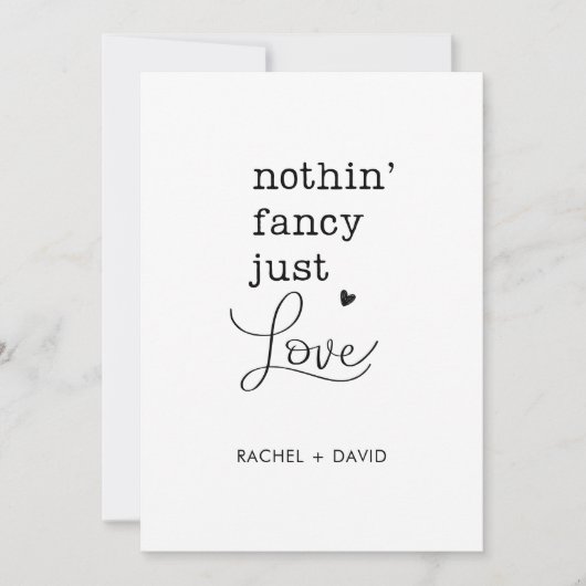 特別なものは何もない、ただ愛を込めて 私たちは秘密結婚をした 結婚のお祝いパーティー 招待状 (正面)