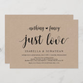 特別なものは何もない、ただ愛を。クラフト、結婚式の駆け込み結婚 招待状 (正面/裏面)