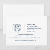 特別なものは何もない、ただ愛を、ネイビーブルー、ふたりだけの結婚式 招待状 (正面/裏面)