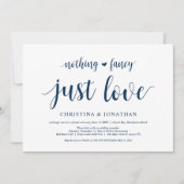 特別なものは何もない、ただ愛を、ネイビーブルー、 ふたりだけの結婚式 招待状 (正面)