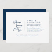 特別なものは何もない、ただ愛を。ネイビーブルー、秘密の結婚式 招待状 (正面/裏面)