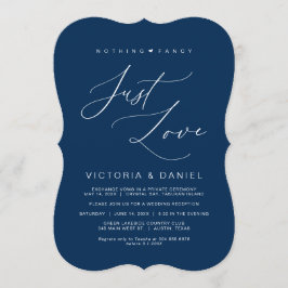 特別なものは何もない、ただ愛を。ネイビーブルー、結婚式の秘密の誓い 招待状