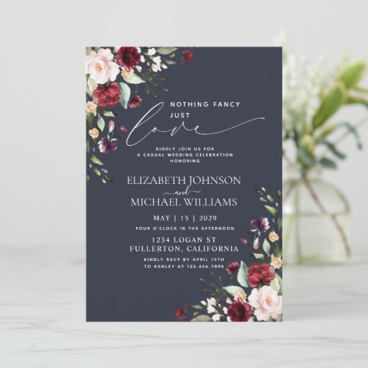 特別なものは何もない、ただ愛を。バーガンディー、ブラッシュ、ネイビーブルー 招待状 (スタンド正面)